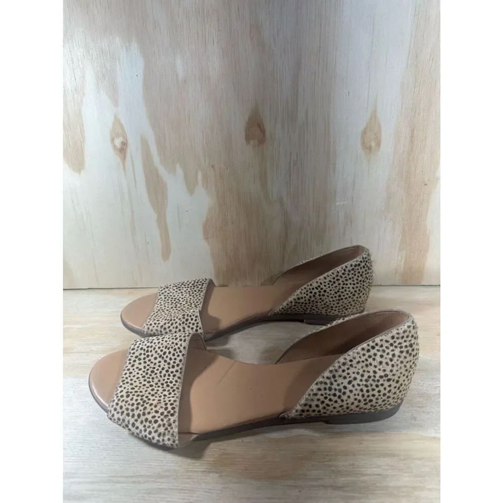 J Crew Morgan Leopard Calf Hair Peep Toe Flats Women’s Size 7